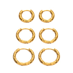 18K Gold-Plated Hammered Huggie Hoop Earrings