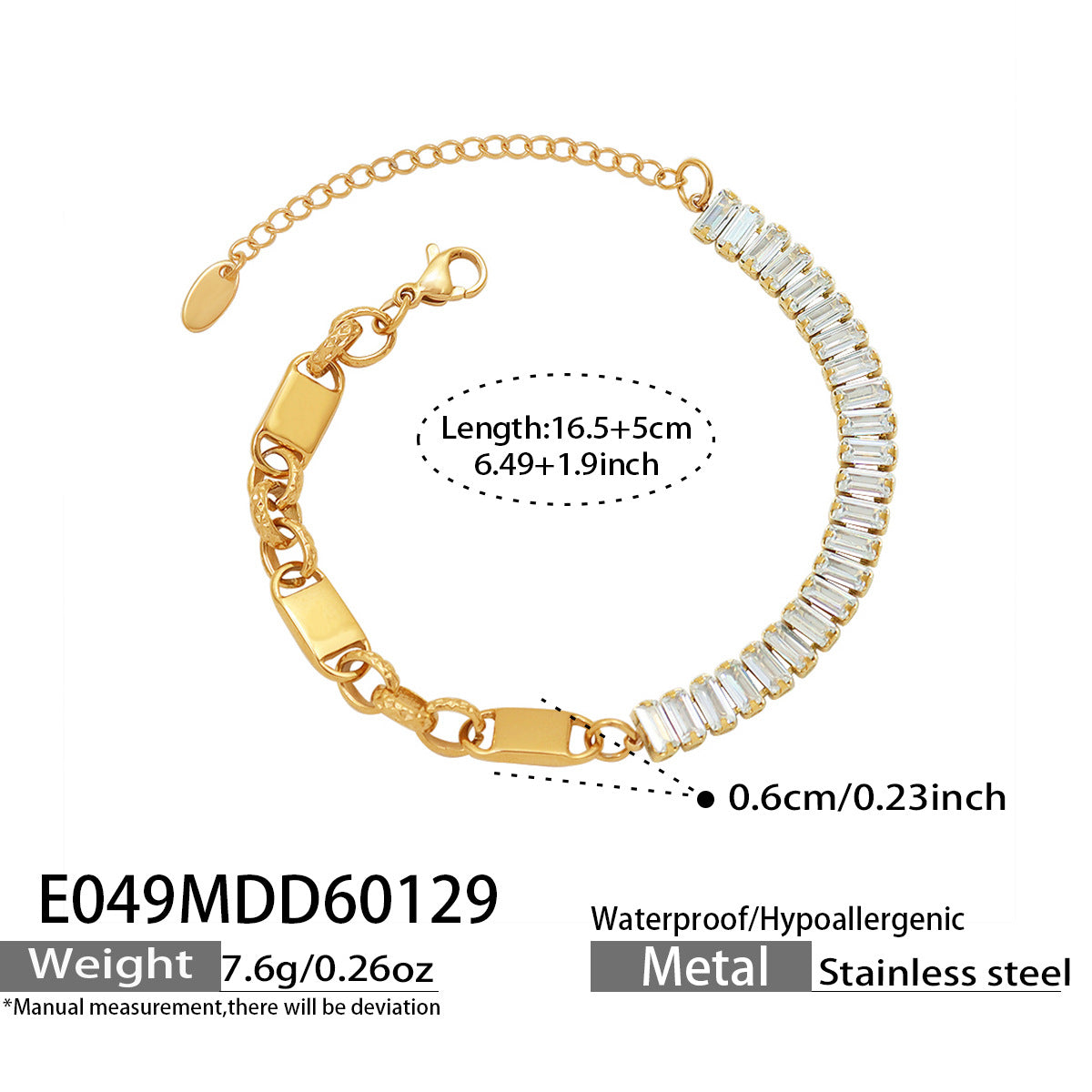 Mixed Cubic Zirconia Link Bracelet