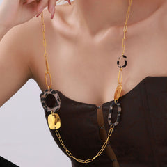 18K Gold-Plated Long Leopard-Pattern Necklace
