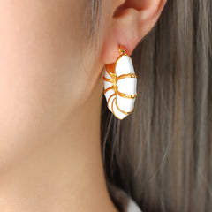 Enamel Fan Hoop Earrings