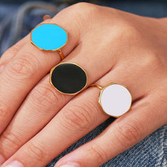 Round Enamel Stainless Steel Open Ring