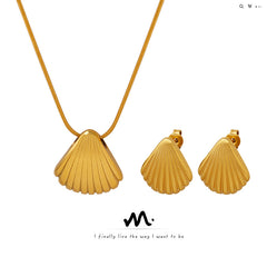 Shell-Motif Pendant Necklace & Earrings