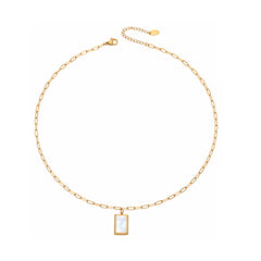 White Shell Rectangle Pendant Necklace