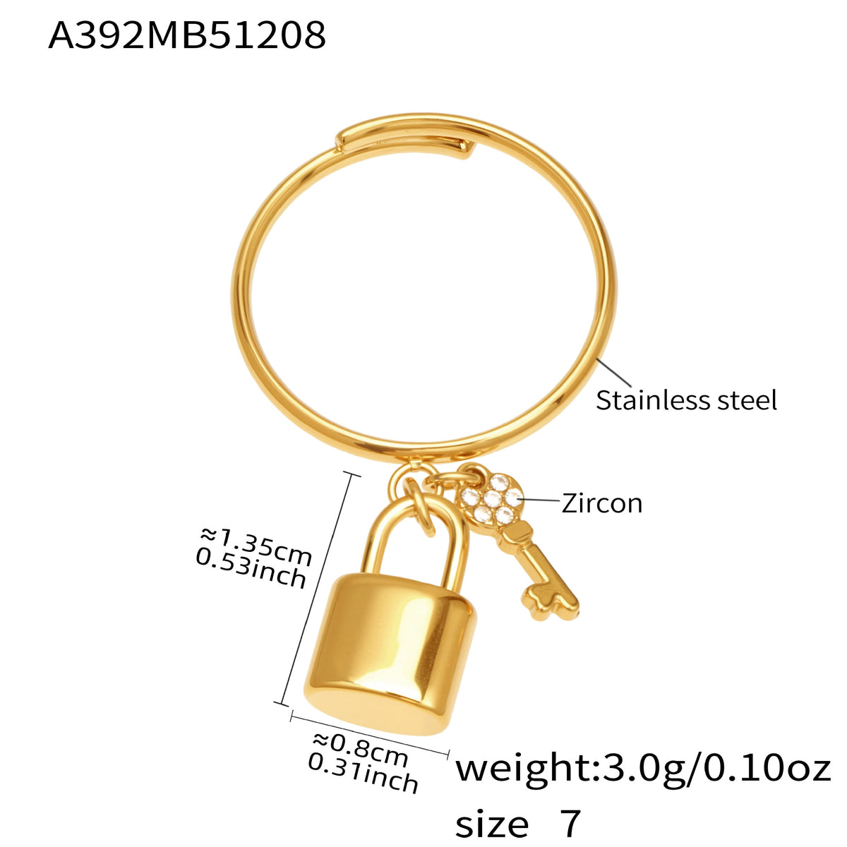 Cubic Zirconia Padlock and Key Ring Designs