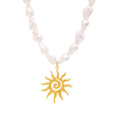 Pearl-Look Heart, Starfish or Sun Pendant Necklace