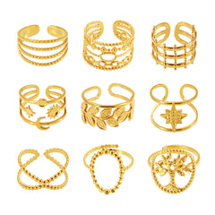 18K Gold-Plated Sculptural Open Ring Designs