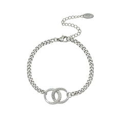 Double Ring Detail Stainless Steel Chain Bracelet