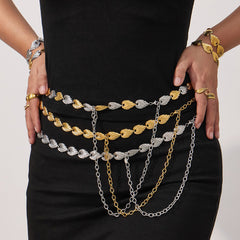 Textured Heart Link Necklace, Bracelet & Waist Chain