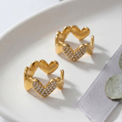 18K Gold-Plated Heart & Wave Single Ear Cuff
