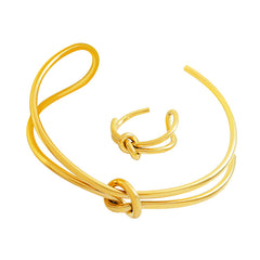 18K Gold-Plated Knot Cuff and Ring Designs