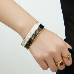 18K Gold-Plated Ornamental Enamel Bangle