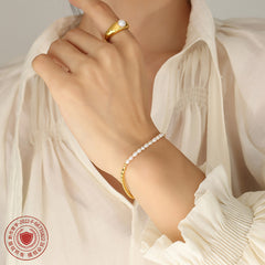18K Gold-Plated Freshwater Pearl Toggle Bracelet