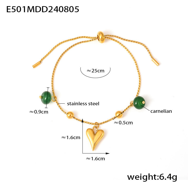 18K Gold-Plated Agate Charm Bracelet