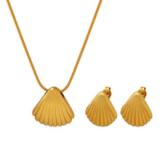 Shell-Motif Pendant Necklace & Earrings