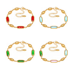 Faceted Oval Glass Link Bracelet