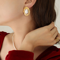 Freshwater Pearl Necklace or Oval Pearl-Look Earrings