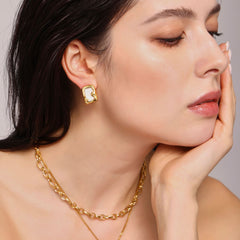 Framed Enamel Rectangle Stud Earrings