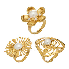 Flower Pearl-Look Statement Ring Designs