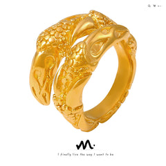 18K Gold-Plated Engraved Texture Open Ring
