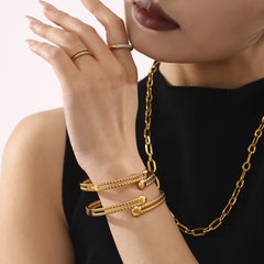 18K Gold-Plated Double Open Cuff Bracelet