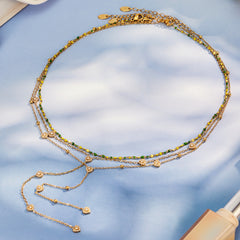 Cubic Zirconia Layered Necklace & Bracelet