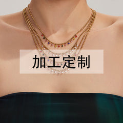 Color Cubic Zirconia Drop Station Necklace