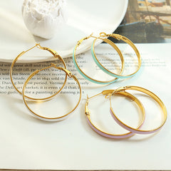 Pastel Enamel Large Hoop Earrings