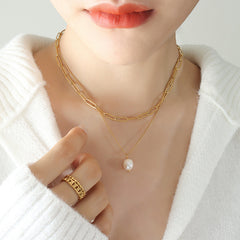 Layered Freshwater Pearl Pendant Necklace