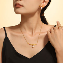 Freshwater Pearl Bow Earrings & Knot Necklace
