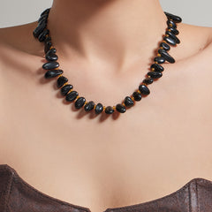 Black Agate & Natural Stone Beaded Necklaces