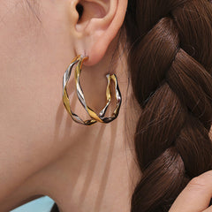 Twisted Double-Line Hoop Earrings