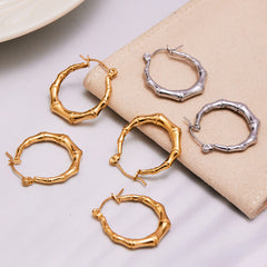 Bamboo-Style Textured Hoop Earrings