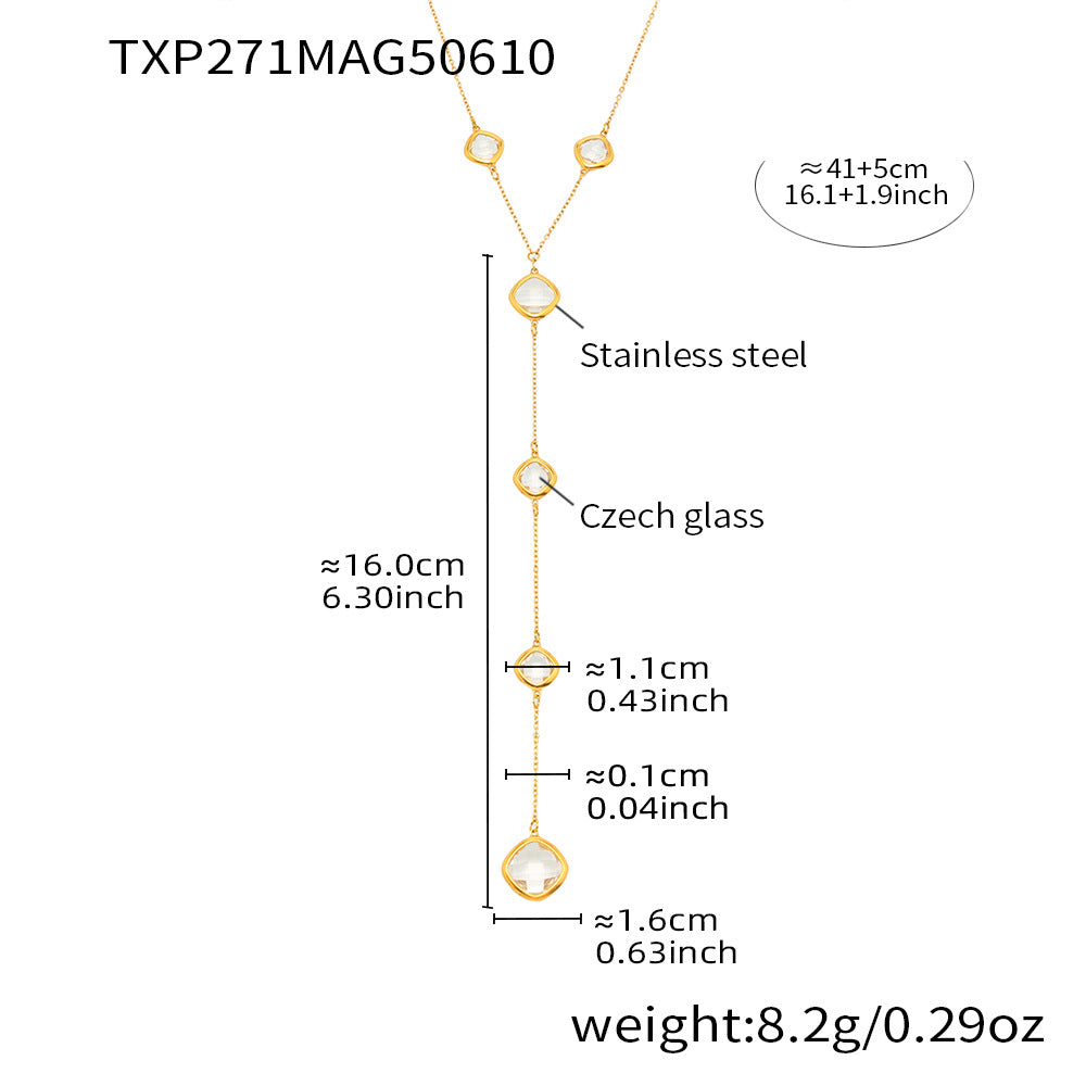 Faceted Glass Accent Long Necklace