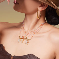 Cubic Zirconia Initial Pendant Necklace