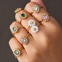 Colorful Flower Open Statement Rings