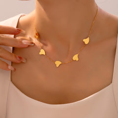 18K Gold-Plated Heart Station Necklace
