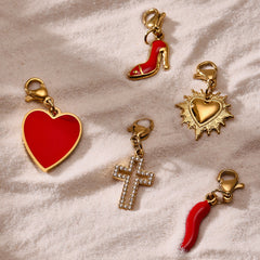 Gold-Tone Heart and Chili Charm Necklace or Pendant