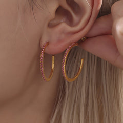 Cubic Zirconia Open Hoop Earrings