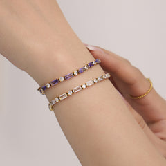 18K Gold-Plated Color Cubic Zirconia Tennis Bracelet