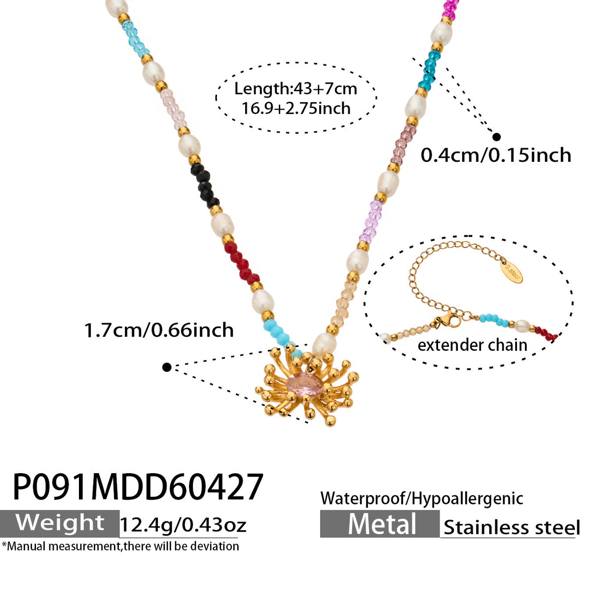 18K Gold-Plated Pearl-Look Flower Beaded Necklace