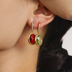 Faceted Oval Czech Glass Drop Earrings