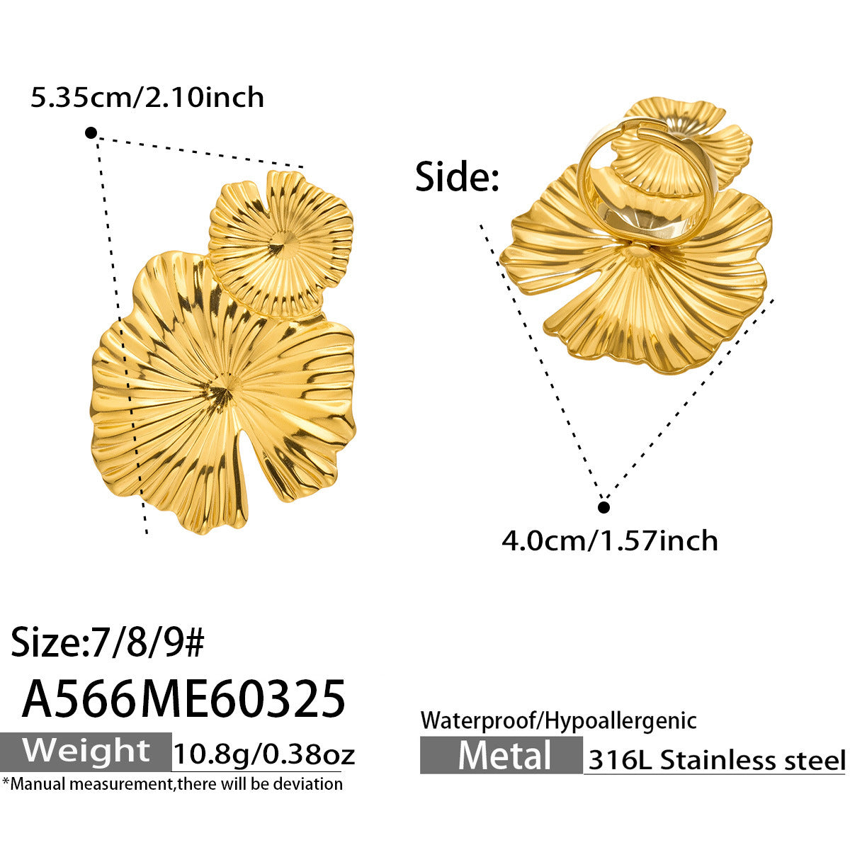Sculptural Lotus Petal Statement Ring