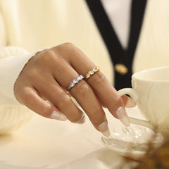 18K Gold-Plated & Silver-Tone Cubic Zirconia Band Ring