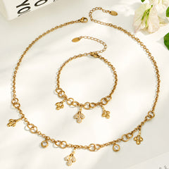 18K Gold-Plated Teardrop and Cross Jewelry