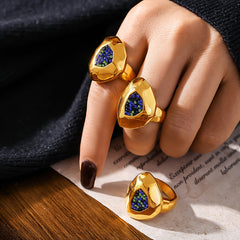18K Gold-Plated Faceted Sparkling Ring