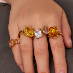 18K Gold-Plated Cubic Zirconia Open Ring Collection