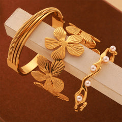 18K Gold-Plated Textured Statement Cuff Designs