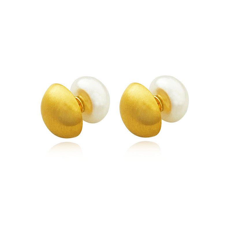 Camille Brushed Pearl Stud Earrings