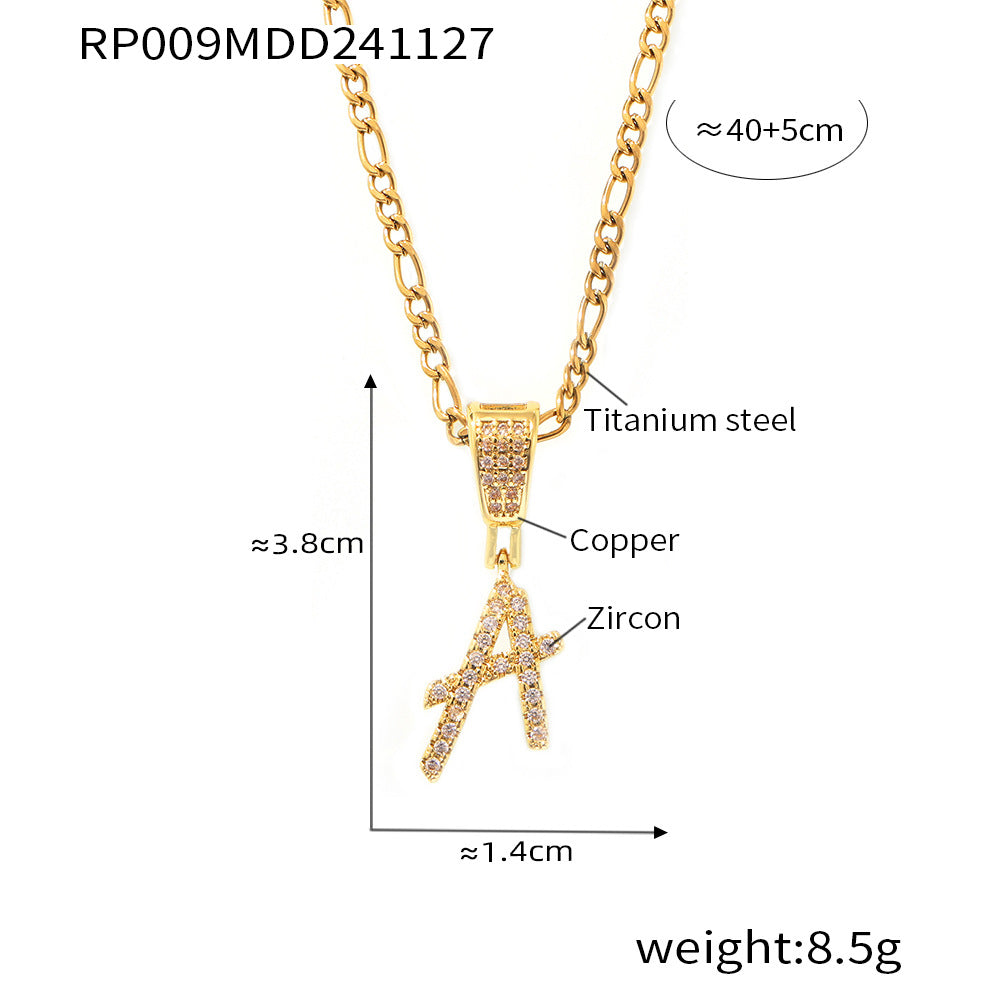 Cubic Zirconia Script Initial Pendant Necklace