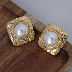 Marielle Vintage-Inspired Pearl Square Stud Earrings